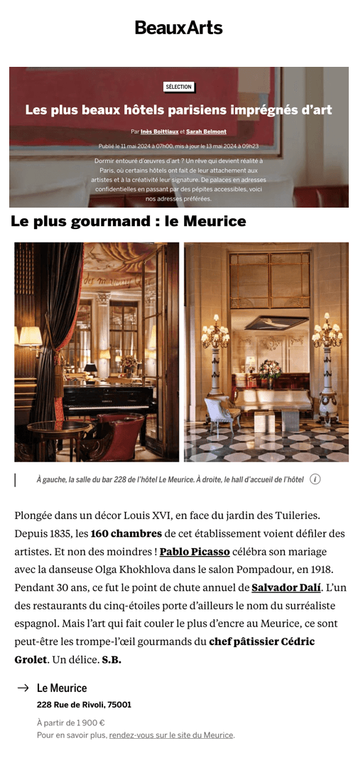 Les plus beaux hôtels parisiens imprégnés d’art