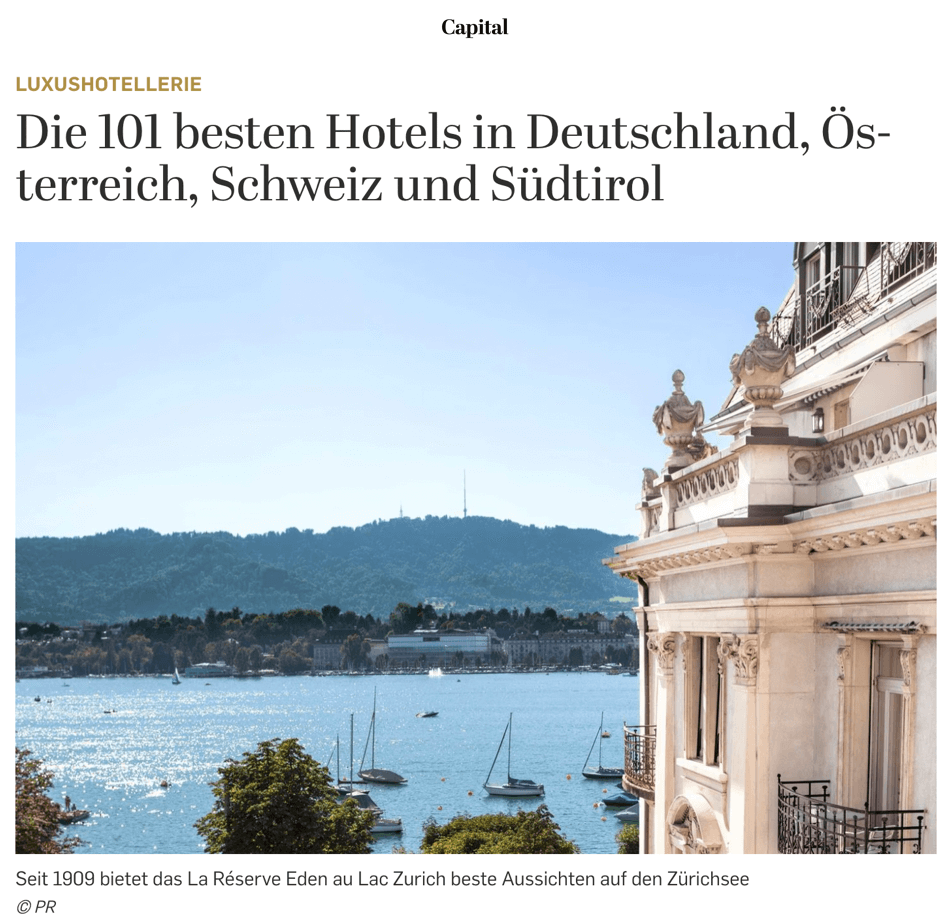 Les 101 meilleurs hôtels d'Allemagne, d'Autriche, de Suisse et du Tyrol du Sud