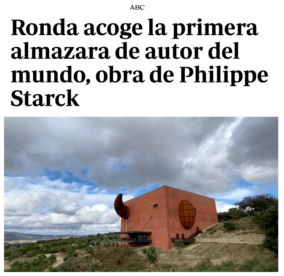 Ronda accueille le premier moulin à huile d'olive au monde signé Philippe Starck