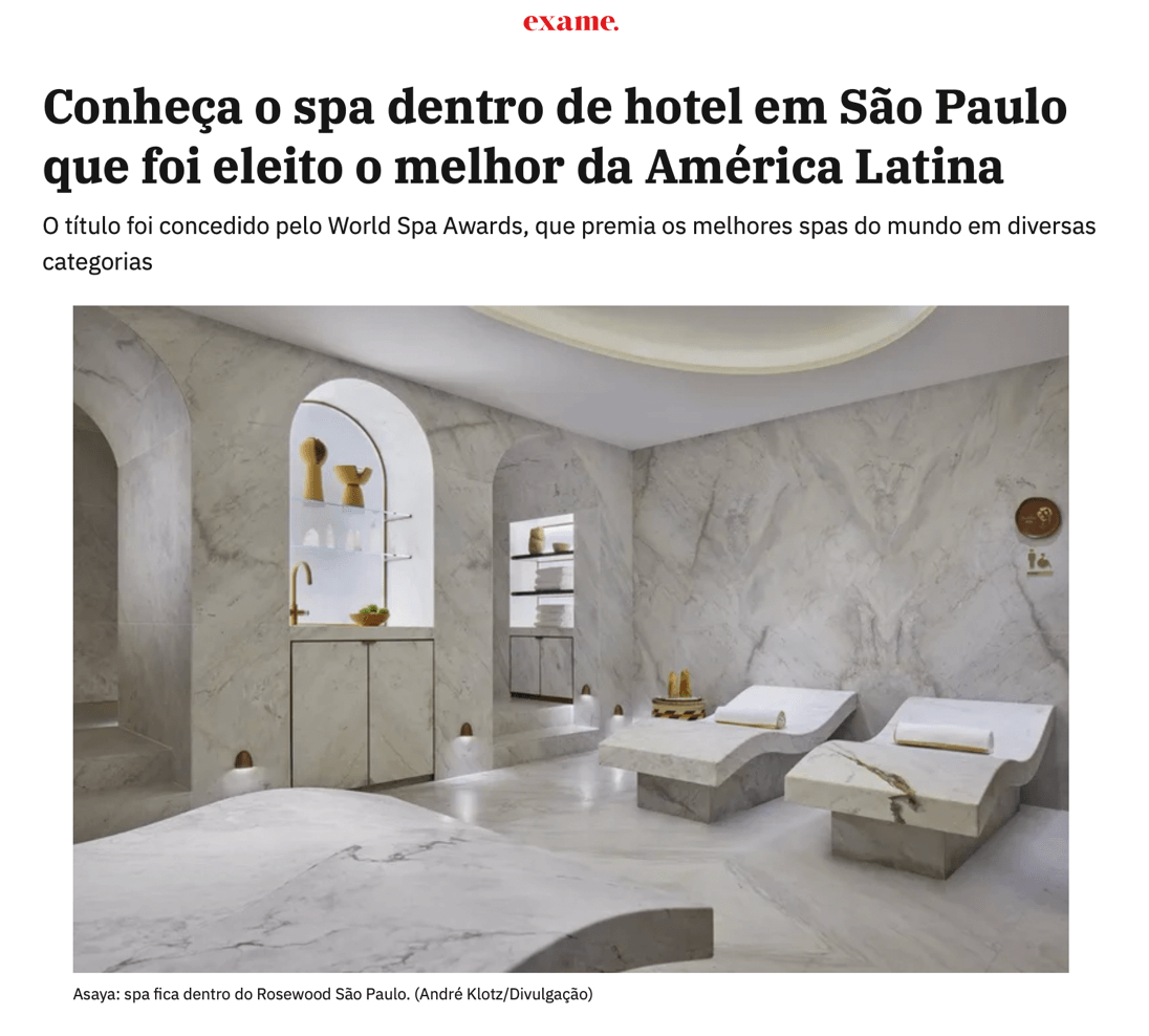 Découvrez le spa d'un hôtel de São Paulo élu meilleur hôtel d'Amérique latine