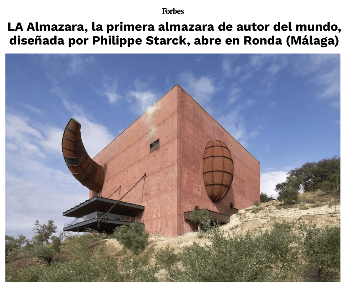 LA Almazara, la première Almazara d'auteur du monde, conçue par Philippe Starck, ouvre à Ronda (Málaga)