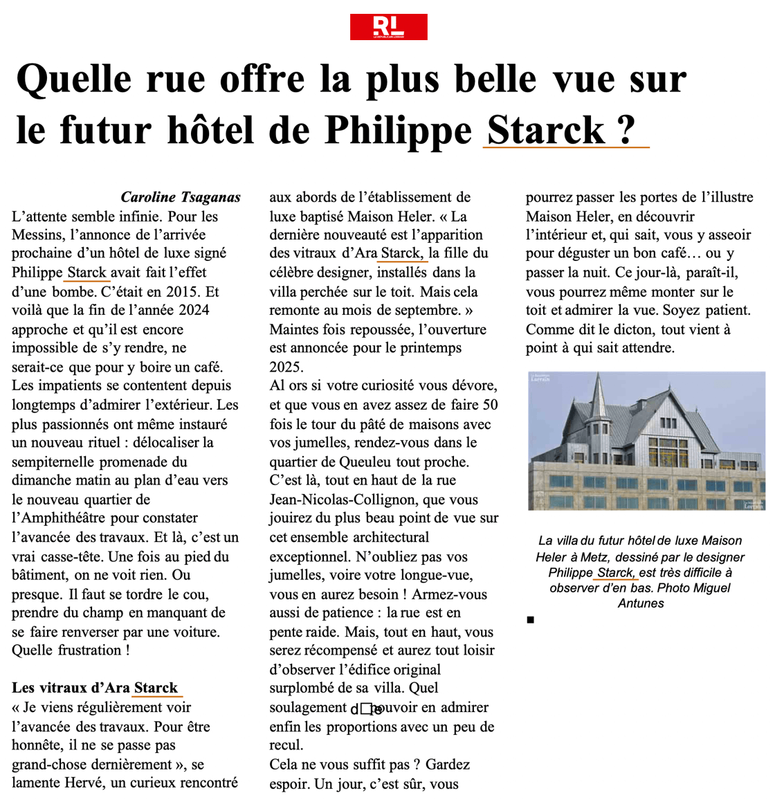 Quelle rue offre la plus belle vue sur le futur hôtel de Philippe Starck ?