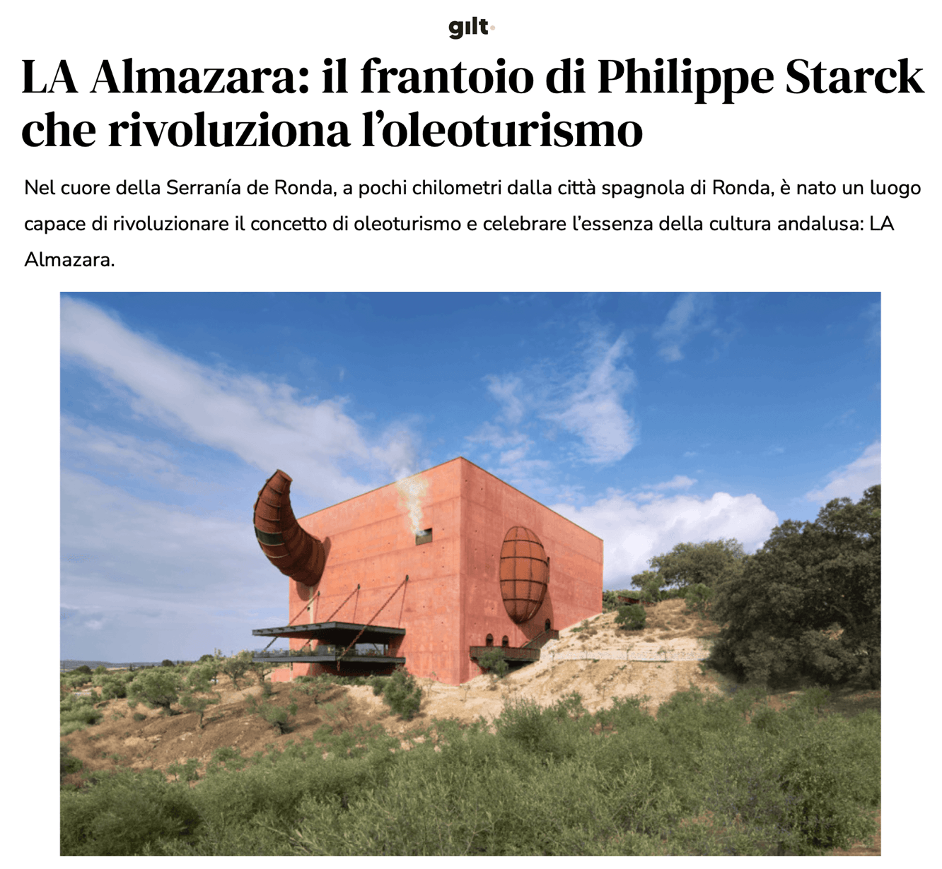 LA Almazara : le moulin à huile de Philippe Starck révolutionne le tourisme pétrolier