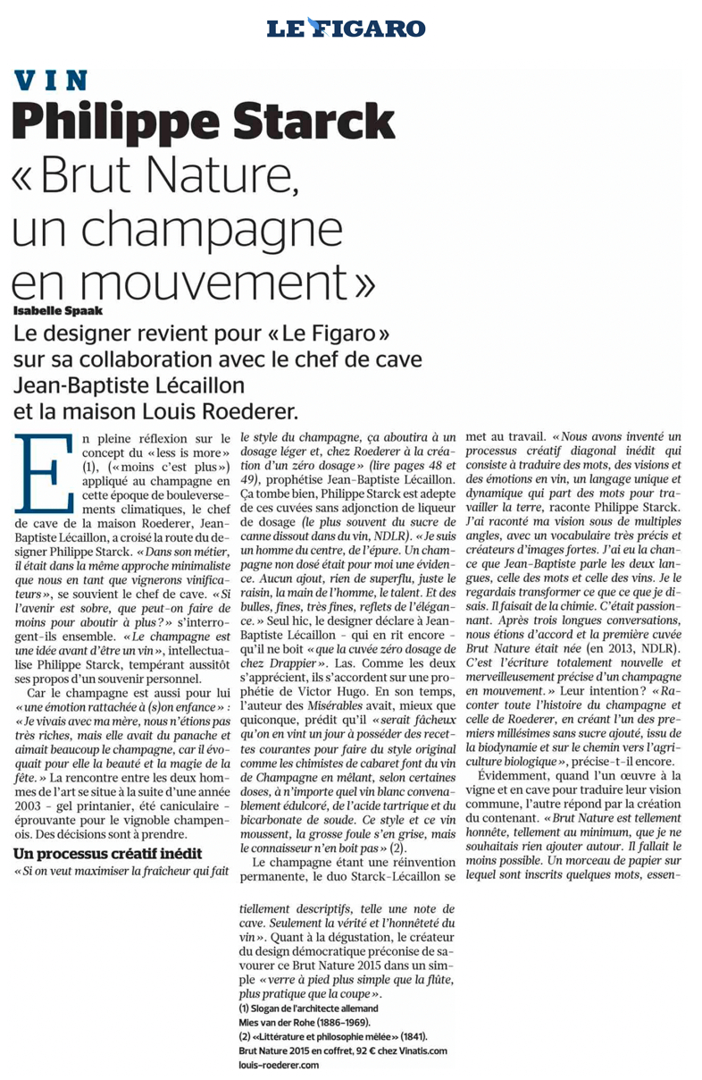  Philippe Starck « Brut Nature, un champagne en mouvement »