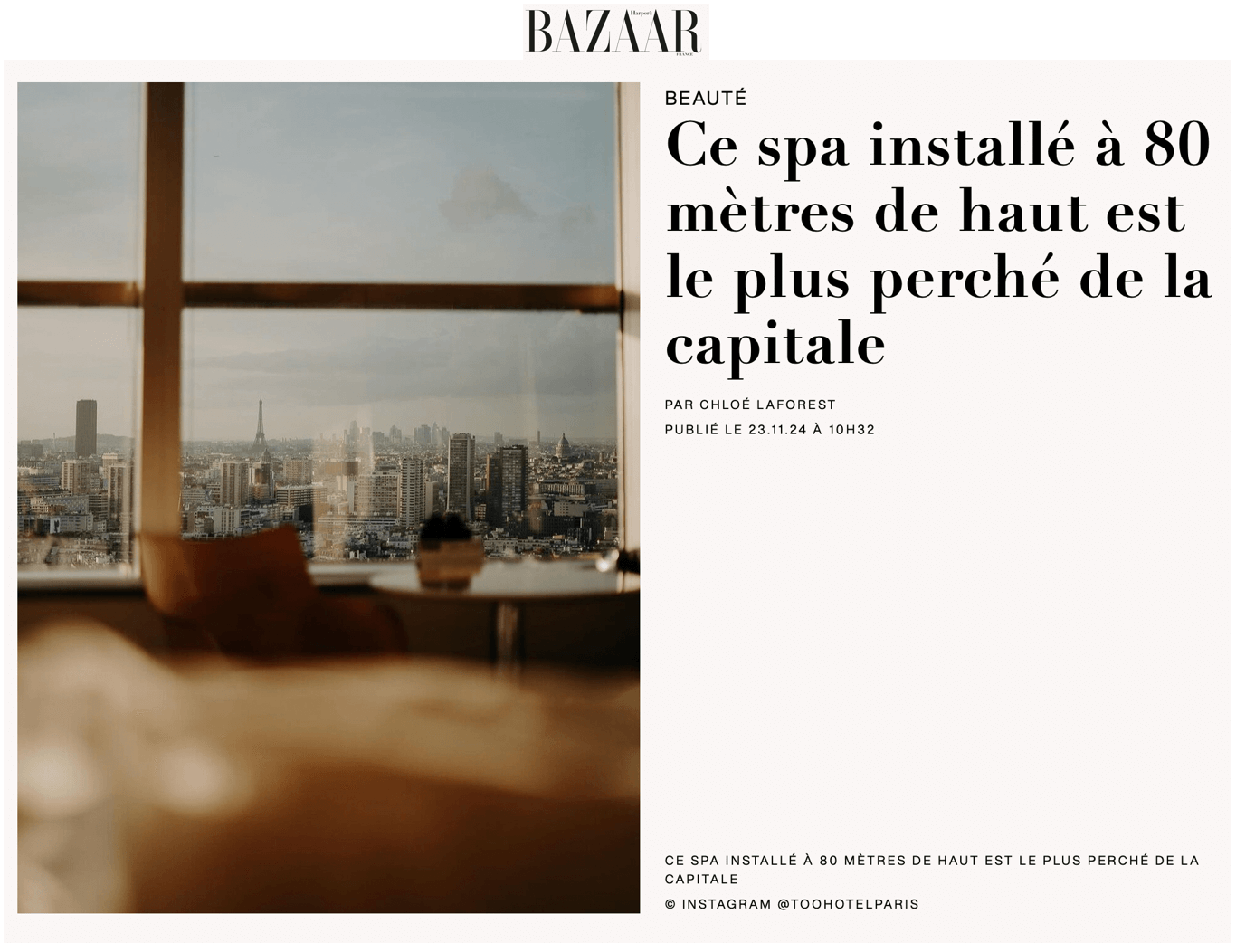 Ce spa installé à 80 mètres de haut est le plus perché de la capitale