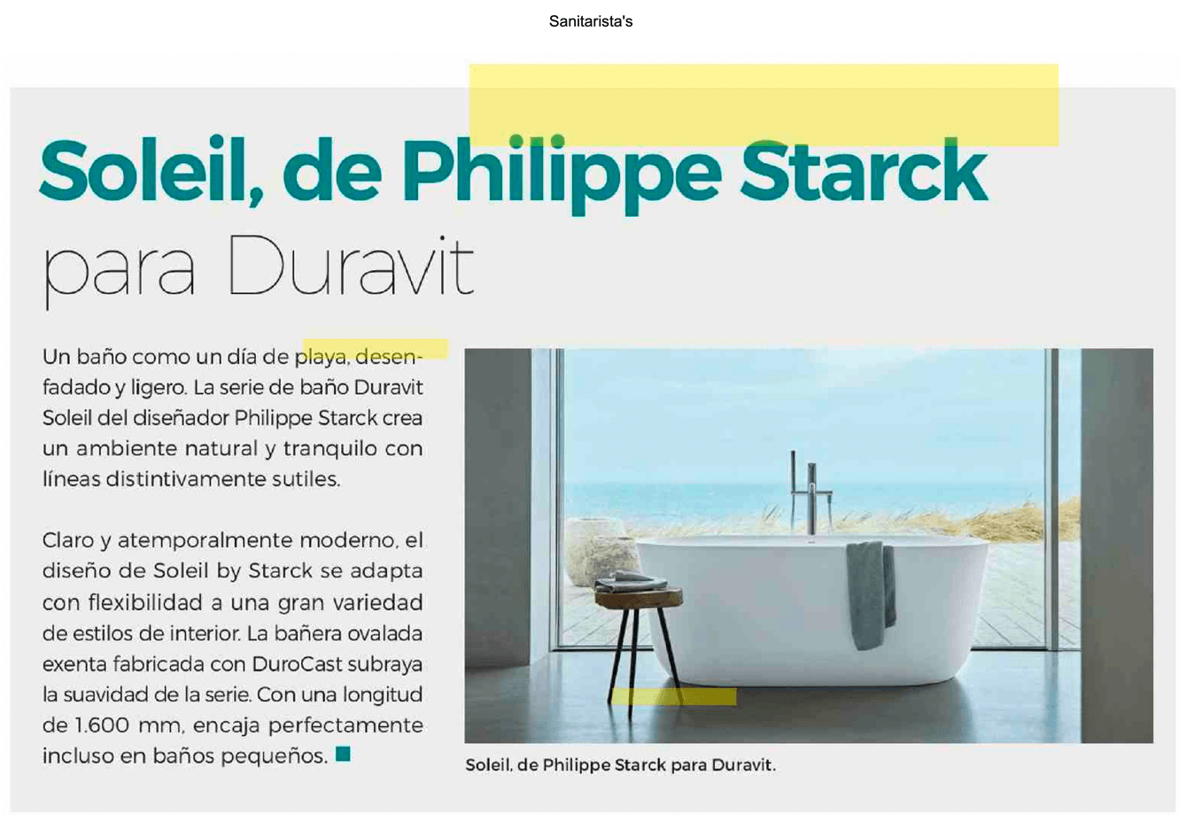 Soleil, de Philippe Starck par Duravit